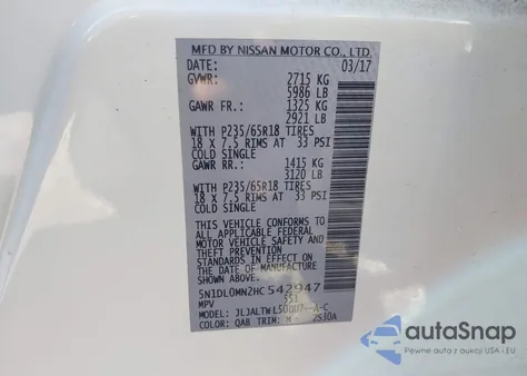 2017 Infiniti Qx60 from USA, damaged, VIN 5N1DL0MN2HC542947